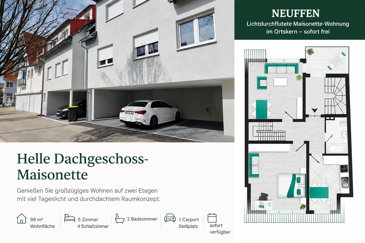 Lichtdurchflutete Dachgeschoss-Maisonette in Neuffen – Ihr neues Zuhause mit Charme und viel Platz